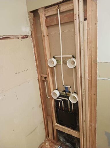 Shower body spray plumbing installation for a bathroom remodel by Clark Plumbing