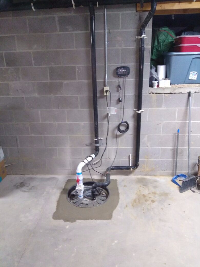 Sewage ejector pump installation for sewer and drain service in Akron Ohio